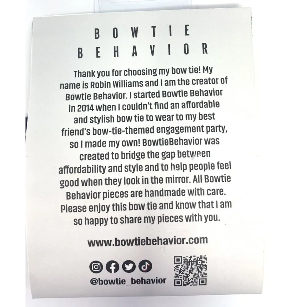 Bowtie Behavior‎ Navy Blue Floral Pre-Tied Genderless Bow Tie L 18